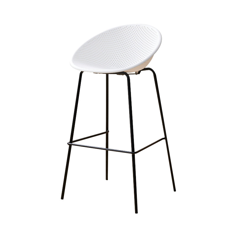 Nordic Backrest Counter Stool with Metal Base Plastic Armless Bar Chair with 4 Legs