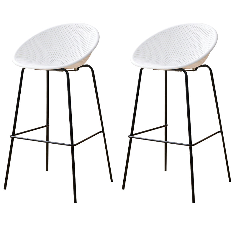 Nordic Backrest Counter Stool with Metal Base Plastic Armless Bar Chair with 4 Legs
