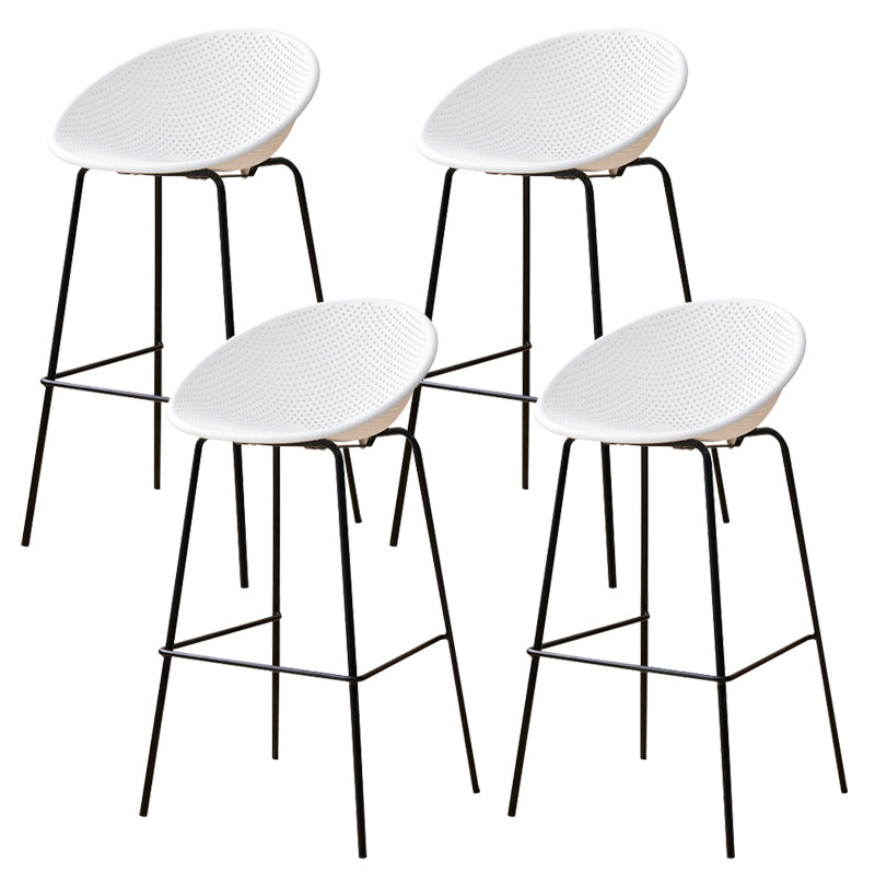 Nordic Backrest Counter Stool with Metal Base Plastic Armless Bar Chair with 4 Legs