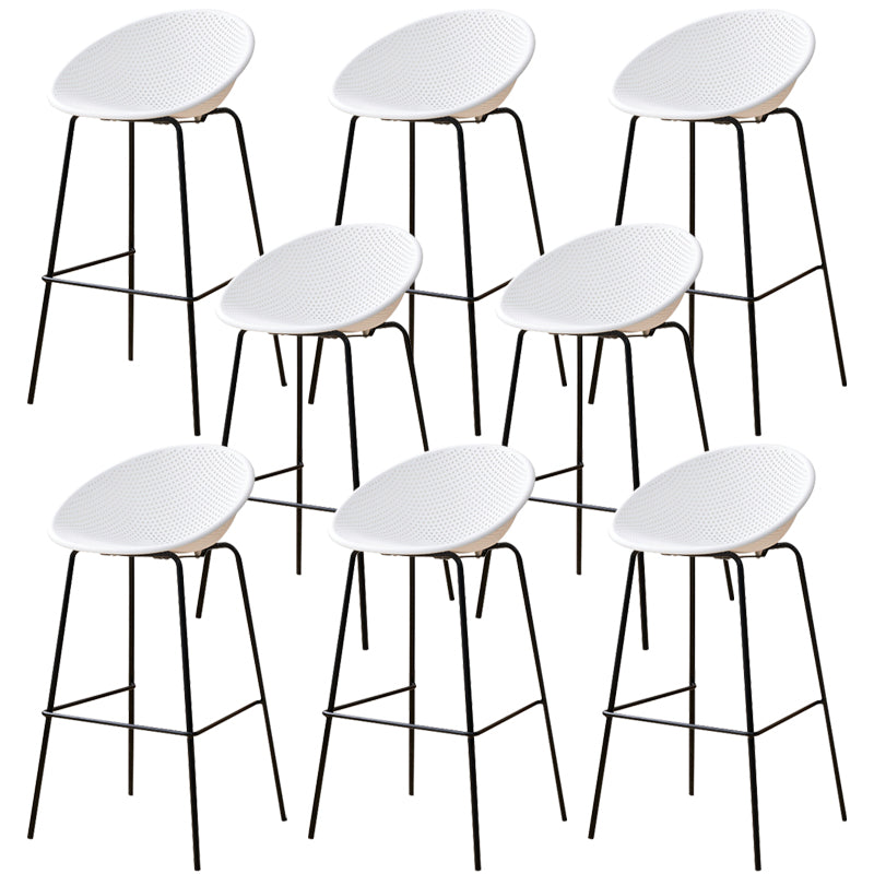 Nordic Backrest Counter Stool with Metal Base Plastic Armless Bar Chair with 4 Legs