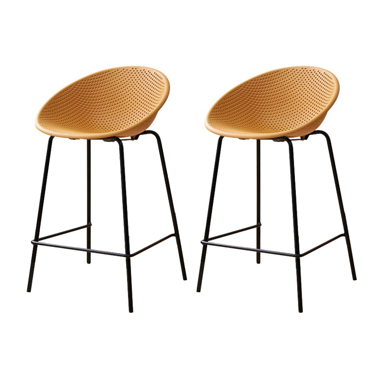 Nordic Backrest Counter Stool with Metal Base Plastic Armless Bar Chair with 4 Legs