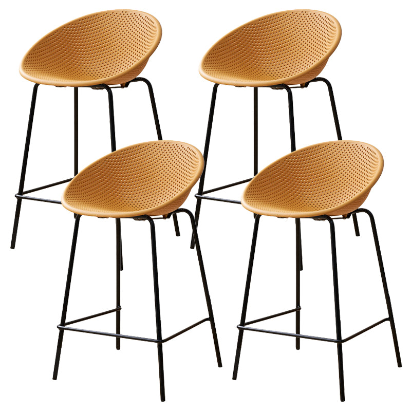 Nordic Backrest Counter Stool with Metal Base Plastic Armless Bar Chair with 4 Legs