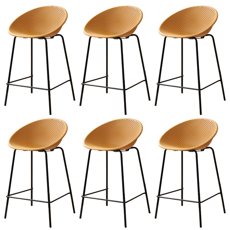 Nordic Backrest Counter Stool with Metal Base Plastic Armless Bar Chair with 4 Legs
