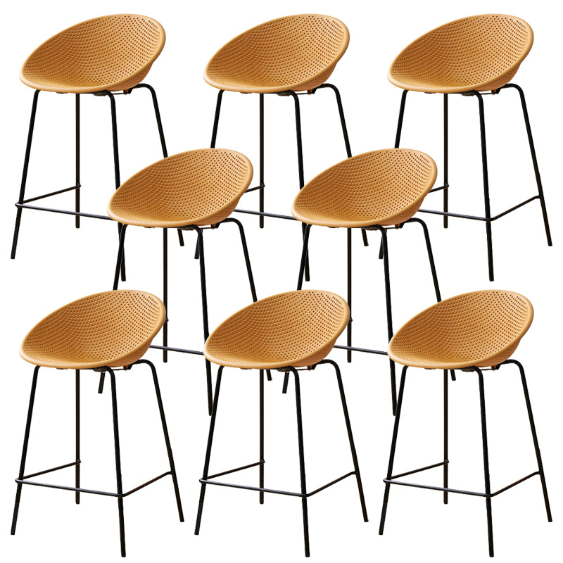 Nordic Backrest Counter Stool with Metal Base Plastic Armless Bar Chair with 4 Legs