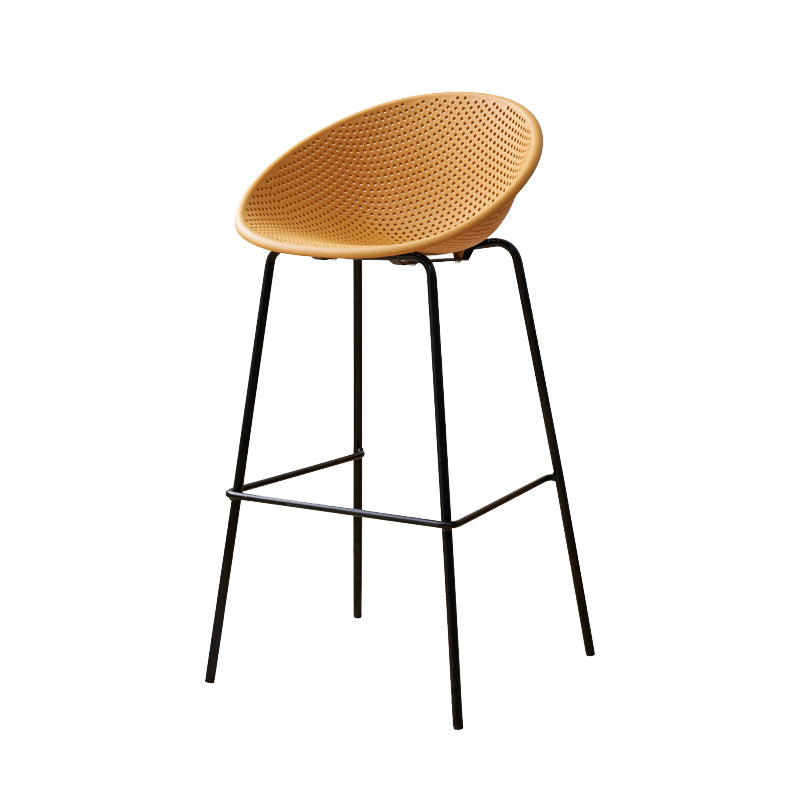 Nordic Backrest Counter Stool with Metal Base Plastic Armless Bar Chair with 4 Legs