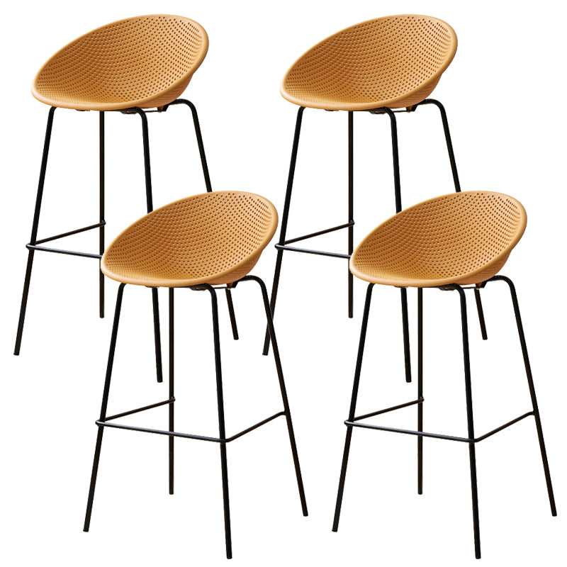 Nordic Backrest Counter Stool with Metal Base Plastic Armless Bar Chair with 4 Legs