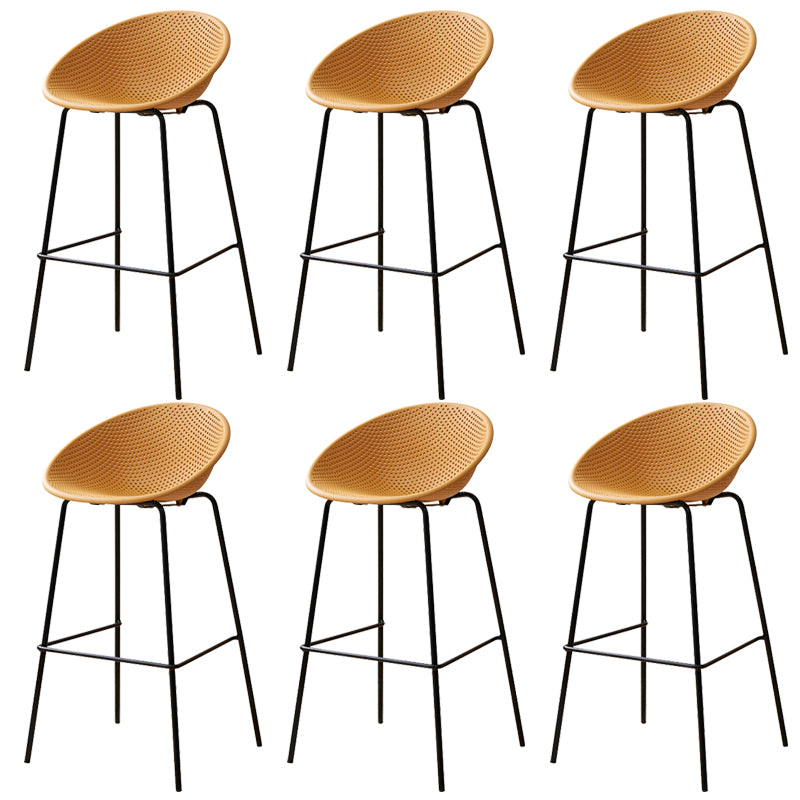 Nordic Backrest Counter Stool with Metal Base Plastic Armless Bar Chair with 4 Legs