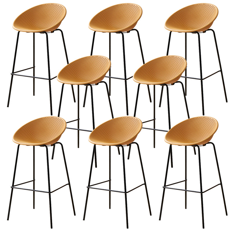 Nordic Backrest Counter Stool with Metal Base Plastic Armless Bar Chair with 4 Legs
