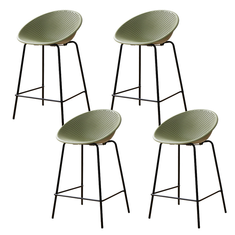 Nordic Backrest Counter Stool with Metal Base Plastic Armless Bar Chair with 4 Legs