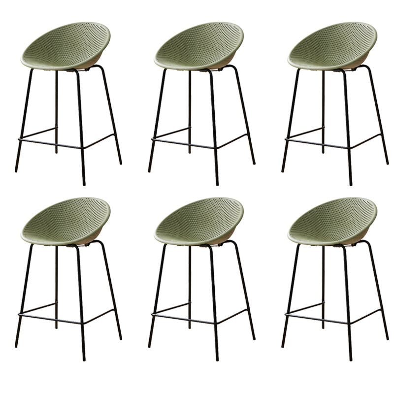 Nordic Backrest Counter Stool with Metal Base Plastic Armless Bar Chair with 4 Legs