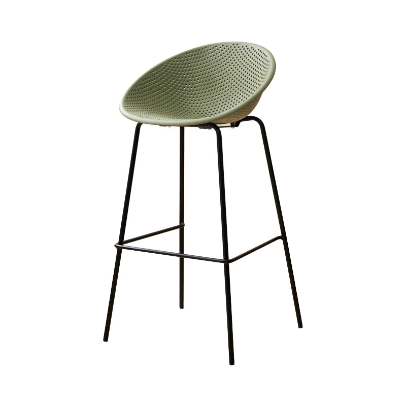 Nordic Backrest Counter Stool with Metal Base Plastic Armless Bar Chair with 4 Legs