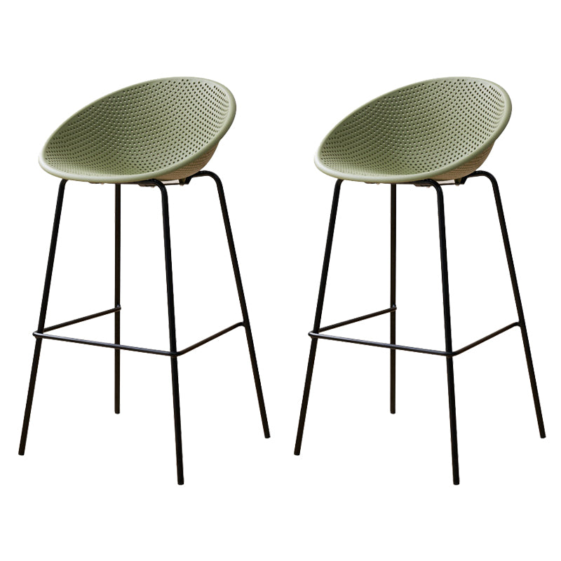 Nordic Backrest Counter Stool with Metal Base Plastic Armless Bar Chair with 4 Legs