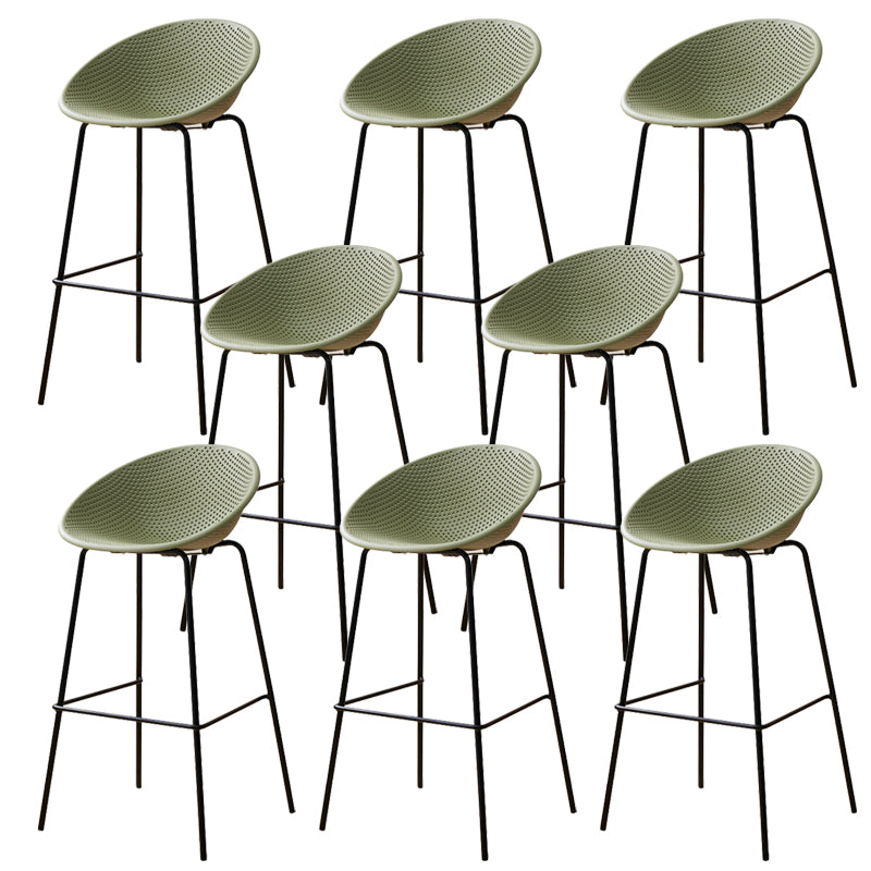 Nordic Backrest Counter Stool with Metal Base Plastic Armless Bar Chair with 4 Legs