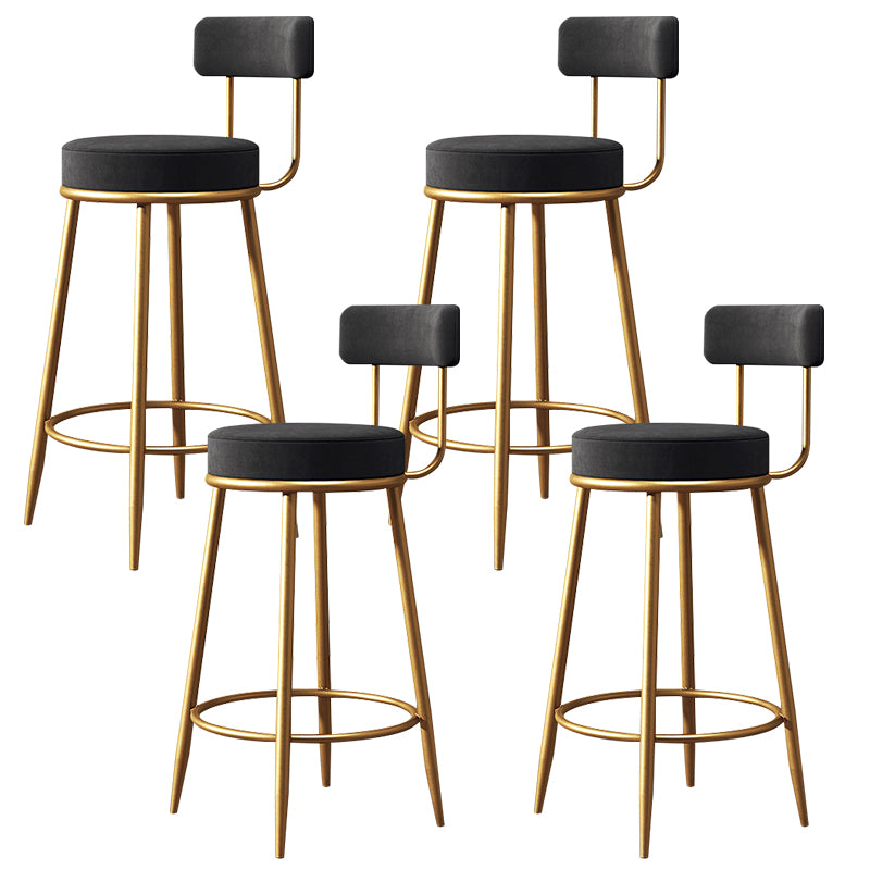 Glam Style Counter Stool Upholstered Living Room Bar Stool with Gold Frame