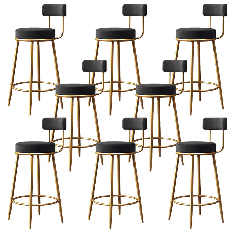 Glam Style Counter Stool Upholstered Living Room Bar Stool with Gold Frame