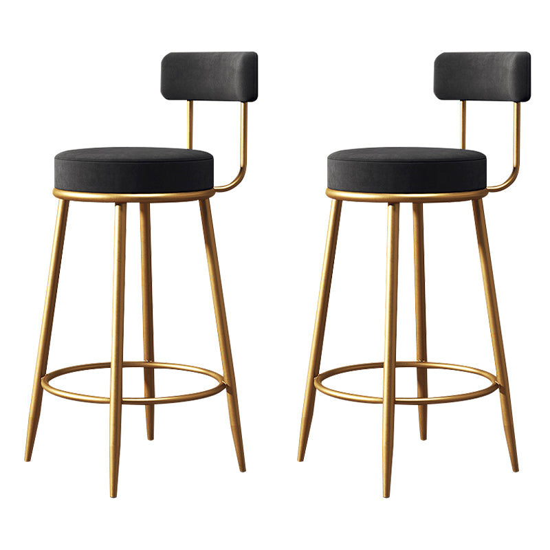 Glam Style Counter Stool Upholstered Living Room Bar Stool with Gold Frame