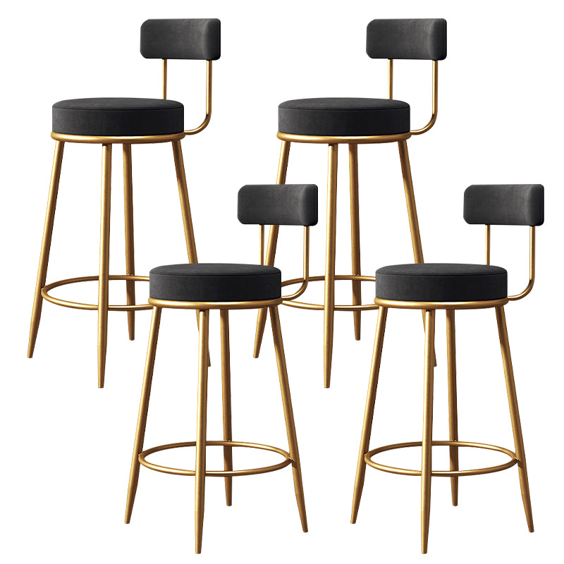Glam Style Counter Stool Upholstered Living Room Bar Stool with Gold Frame