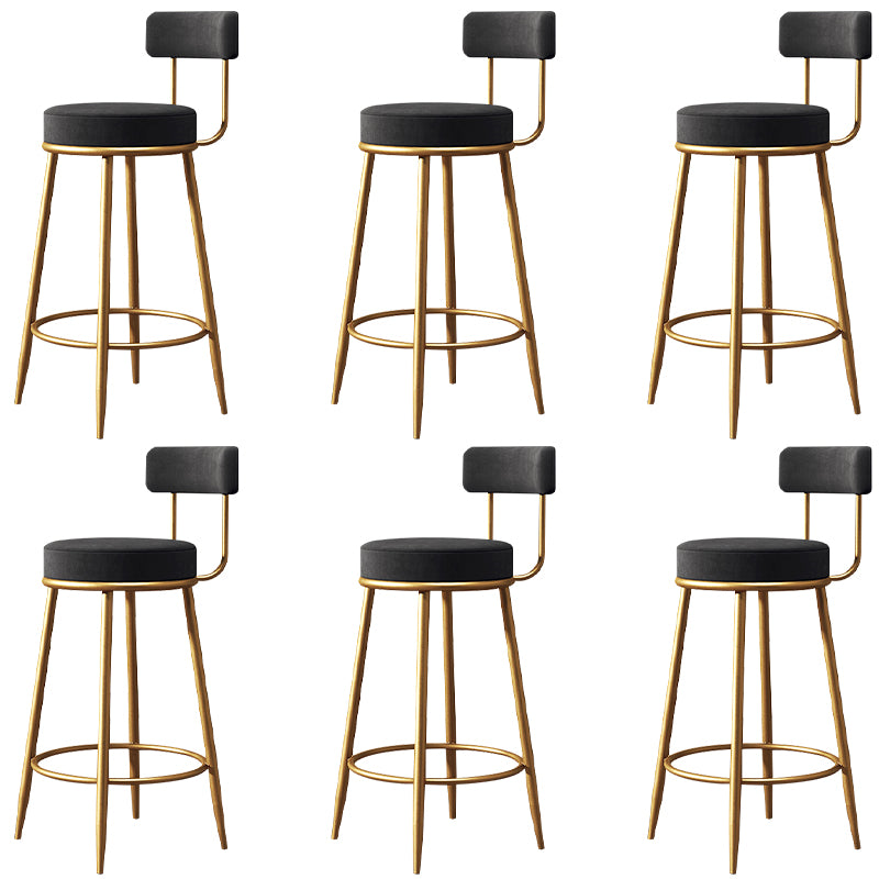 Glam Style Counter Stool Upholstered Living Room Bar Stool with Gold Frame