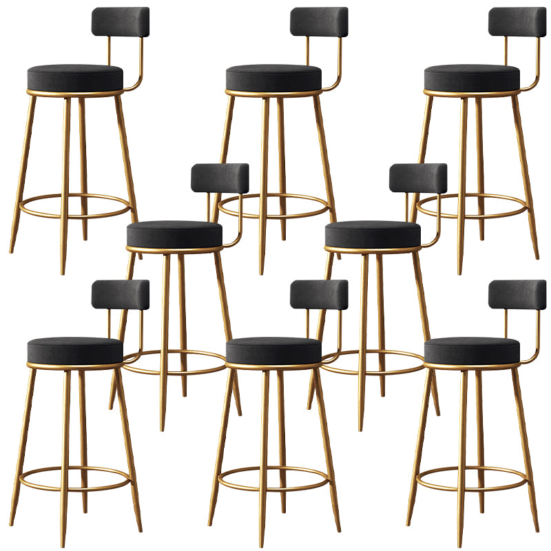 Glam Style Counter Stool Upholstered Living Room Bar Stool with Gold Frame