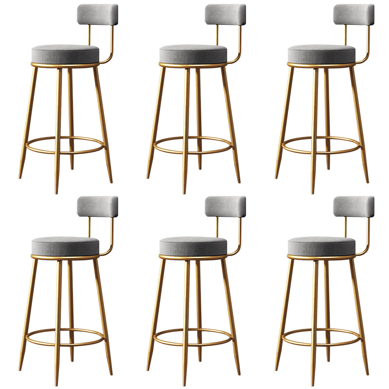 Glam Style Counter Stool Upholstered Living Room Bar Stool with Gold Frame