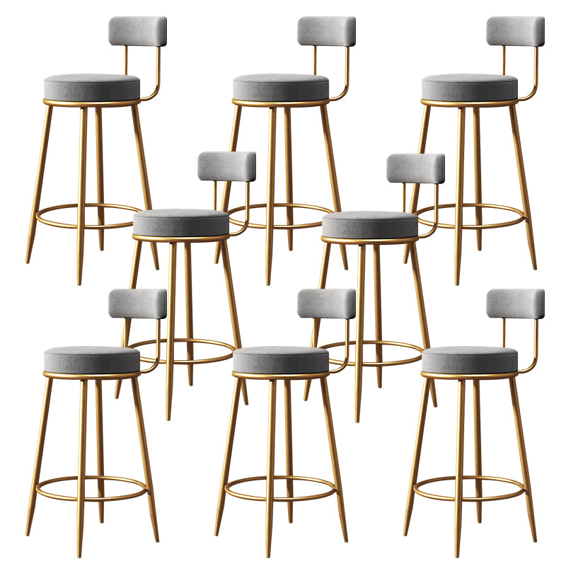 Glam Style Counter Stool Upholstered Living Room Bar Stool with Gold Frame