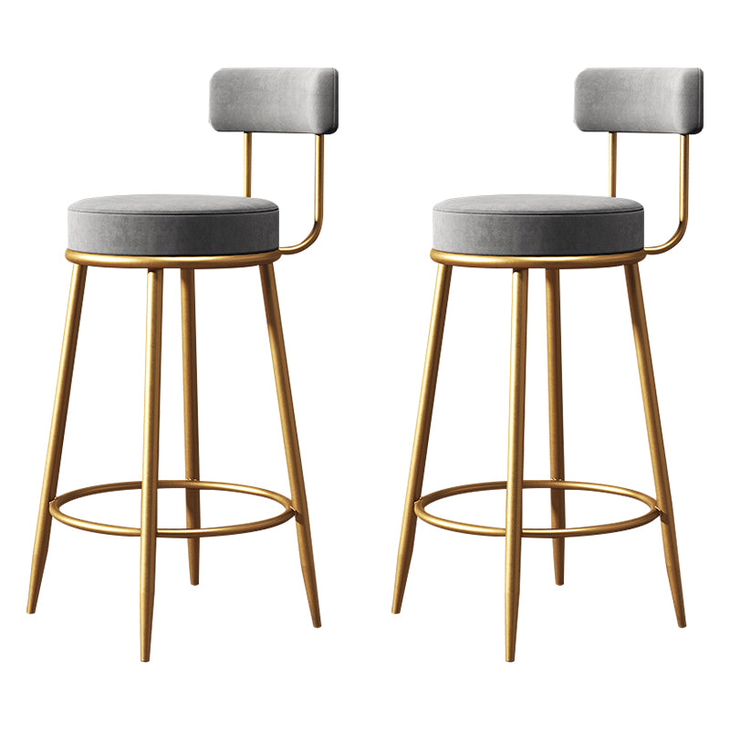 Glam Style Counter Stool Upholstered Living Room Bar Stool with Gold Frame