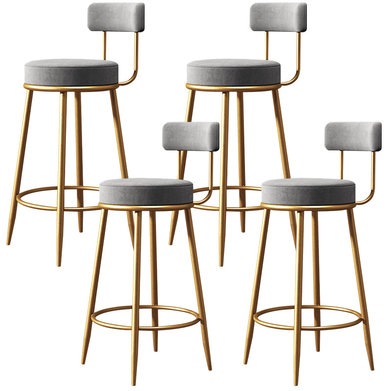 Glam Style Counter Stool Upholstered Living Room Bar Stool with Gold Frame