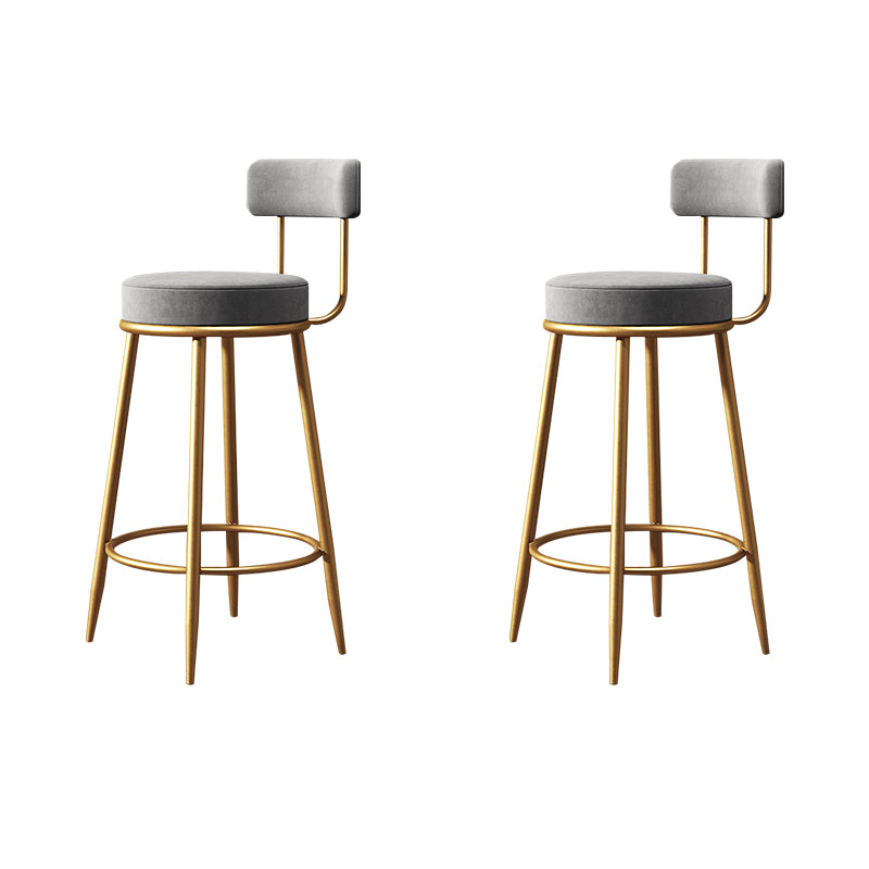 Glam Style Counter Stool Upholstered Living Room Bar Stool with Gold Frame