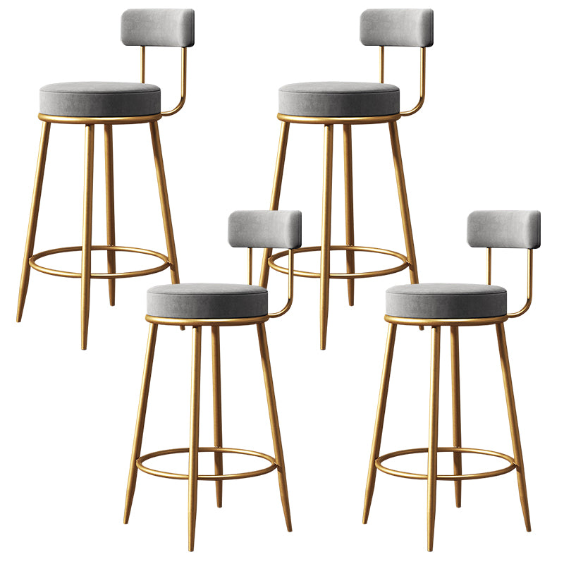 Glam Style Counter Stool Upholstered Living Room Bar Stool with Gold Frame
