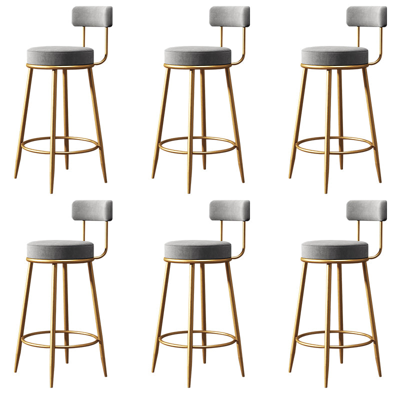 Glam Style Counter Stool Upholstered Living Room Bar Stool with Gold Frame