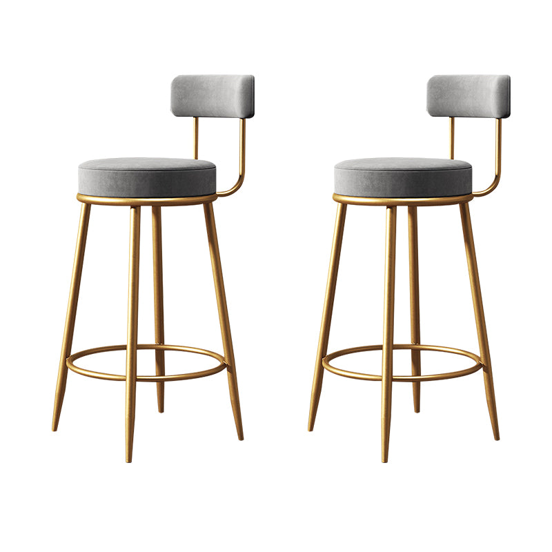 Glam Style Counter Stool Upholstered Living Room Bar Stool with Gold Frame