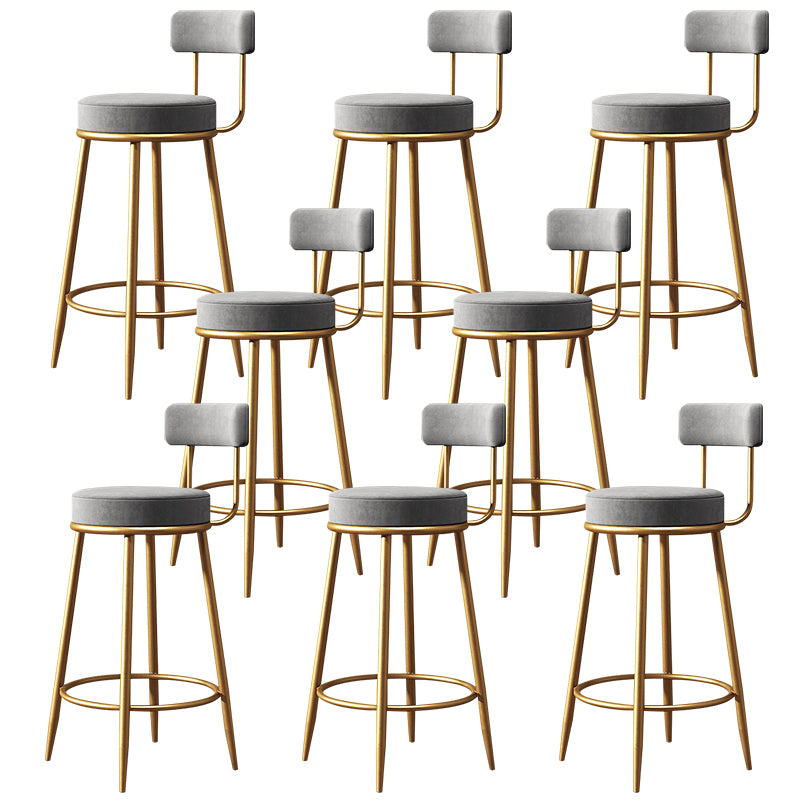 Glam Style Counter Stool Upholstered Living Room Bar Stool with Gold Frame