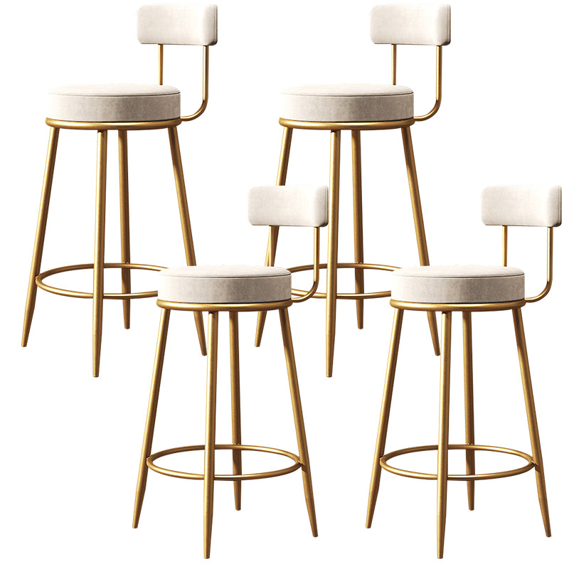 Glam Style Counter Stool Upholstered Living Room Bar Stool with Gold Frame