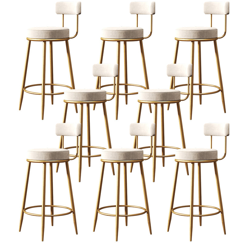Glam Style Counter Stool Upholstered Living Room Bar Stool with Gold Frame