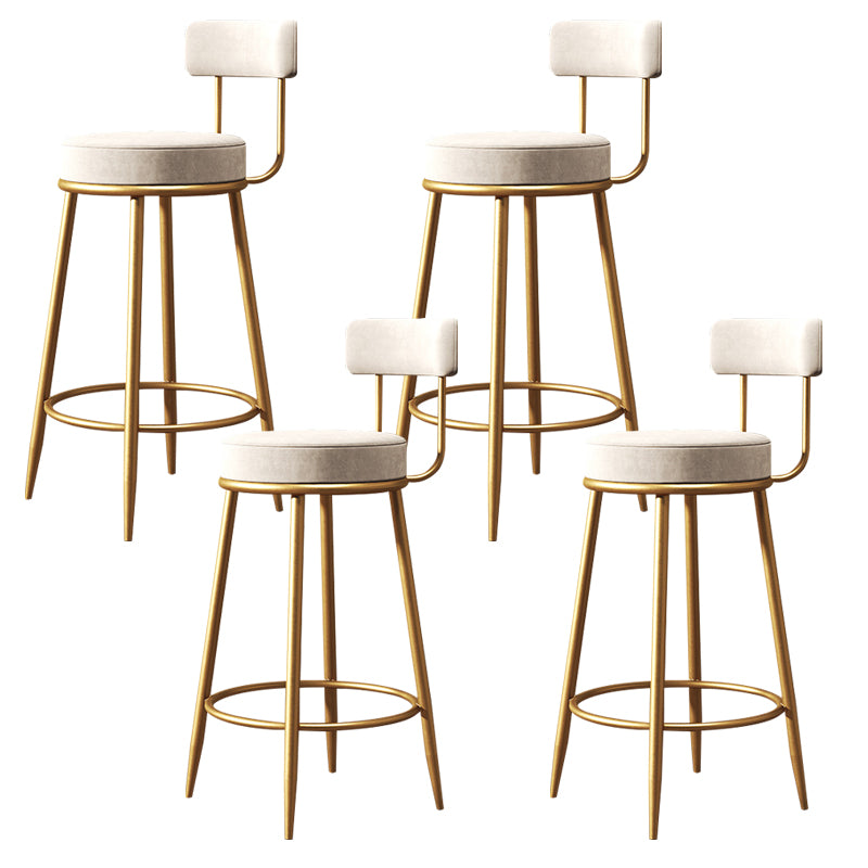 Glam Style Counter Stool Upholstered Living Room Bar Stool with Gold Frame