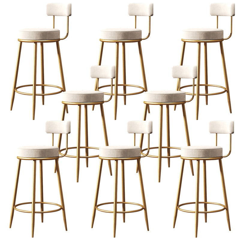 Glam Style Counter Stool Upholstered Living Room Bar Stool with Gold Frame