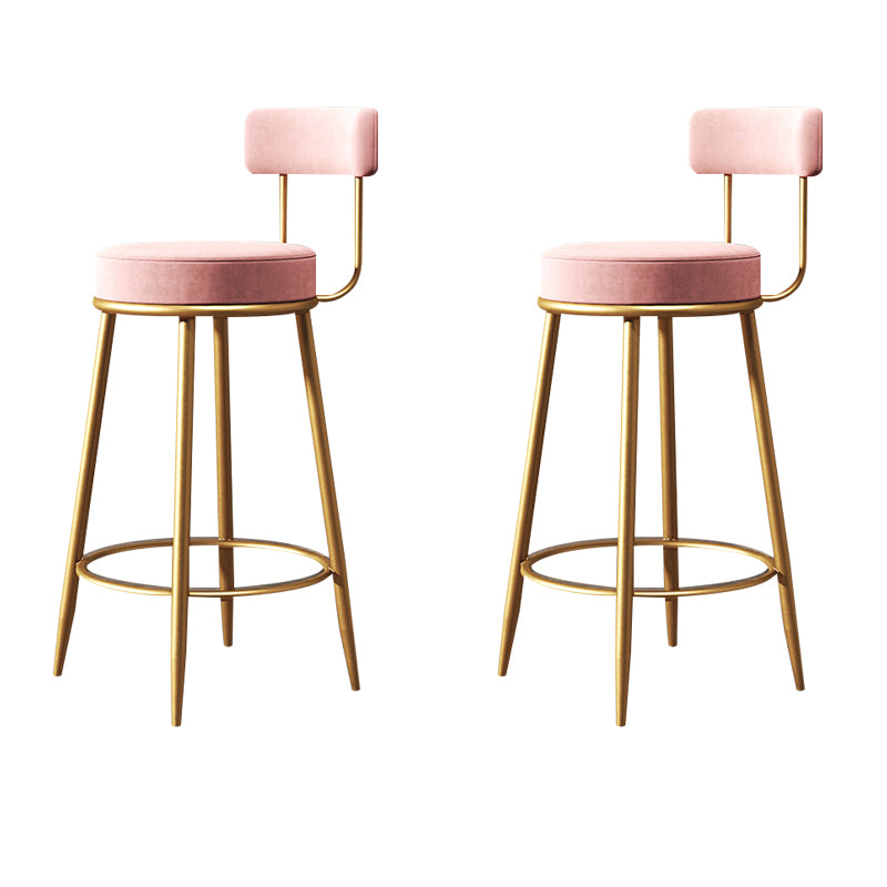 Glam Style Counter Stool Upholstered Living Room Bar Stool with Gold Frame