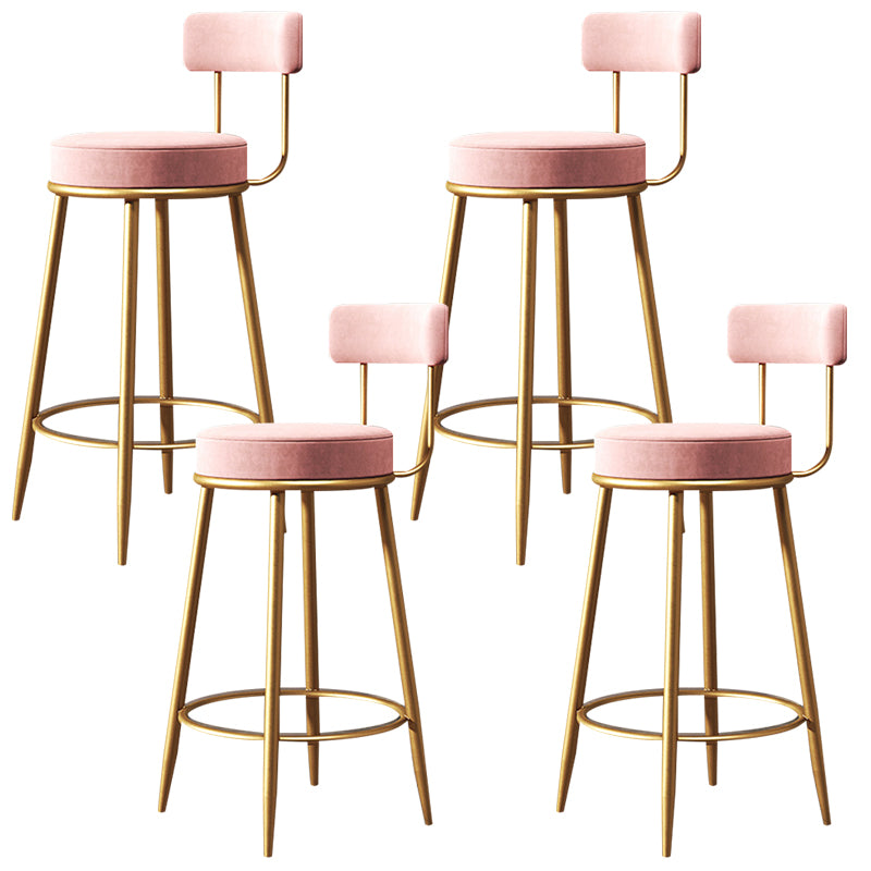 Glam Style Counter Stool Upholstered Living Room Bar Stool with Gold Frame