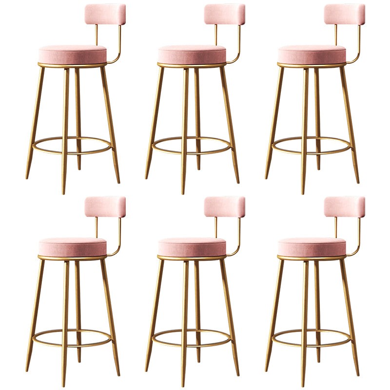 Glam Style Counter Stool Upholstered Living Room Bar Stool with Gold Frame
