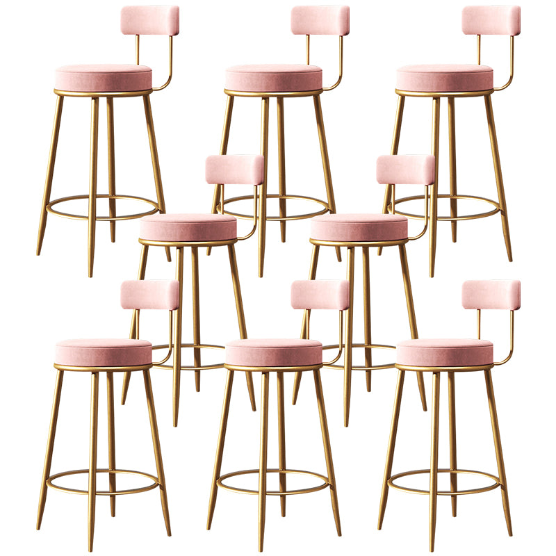 Glam Style Counter Stool Upholstered Living Room Bar Stool with Gold Frame