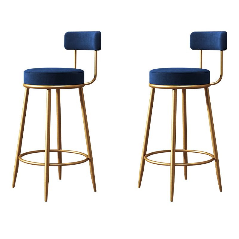 Glam Style Counter Stool Upholstered Living Room Bar Stool with Gold Frame