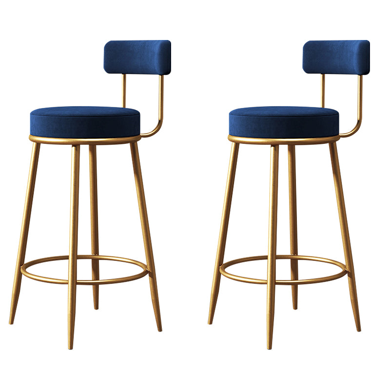 Glam Style Counter Stool Upholstered Living Room Bar Stool with Gold Frame