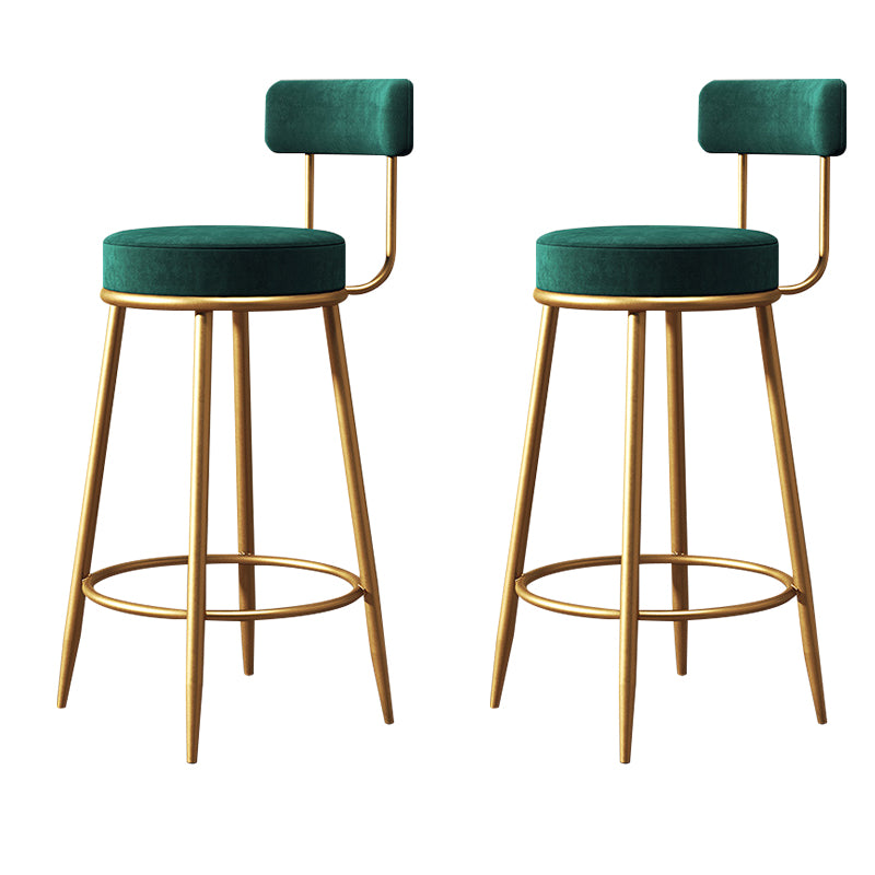 Glam Style Counter Stool Upholstered Living Room Bar Stool with Gold Frame