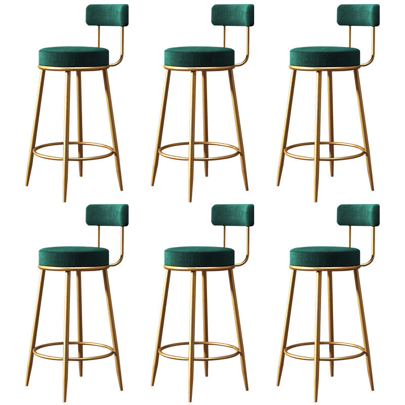 Glam Style Counter Stool Upholstered Living Room Bar Stool with Gold Frame