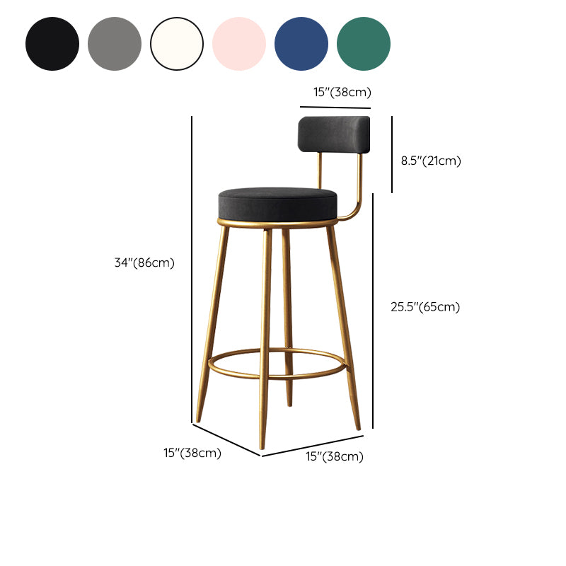 Glam Style Counter Stool Upholstered Living Room Bar Stool with Gold Frame