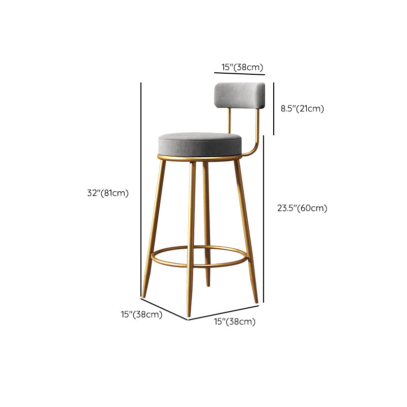 Glam Style Counter Stool Upholstered Living Room Bar Stool with Gold Frame