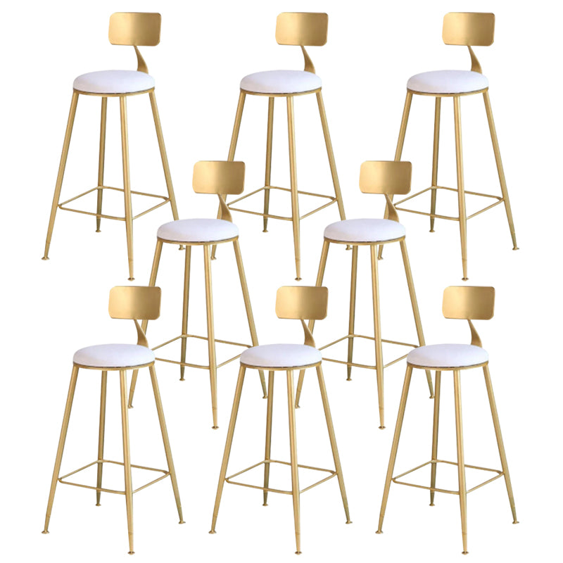 Glam Upholstered Counter Stool Low Back Stool with Gold Frame