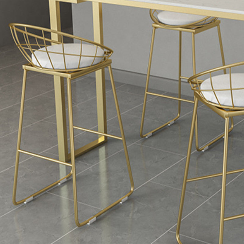 Glam Upholstered Counter Stool Low Back Stool with Gold Frame