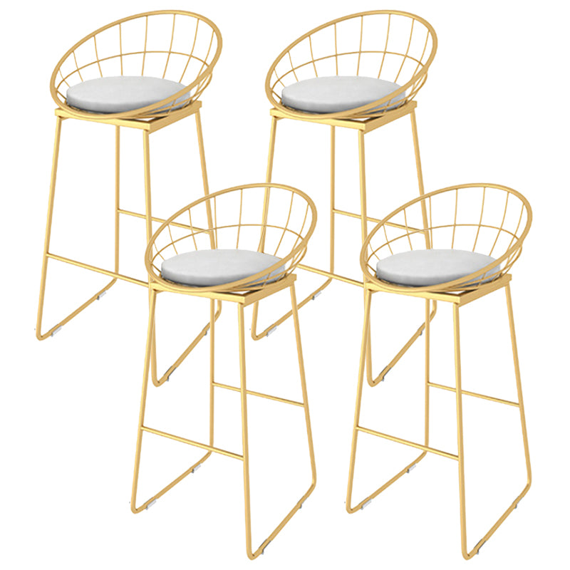 Glam Upholstered Counter Stool Low Back Stool with Gold Frame
