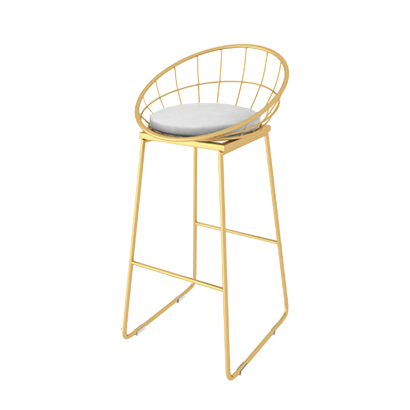 Glam Upholstered Counter Stool Low Back Stool with Gold Frame